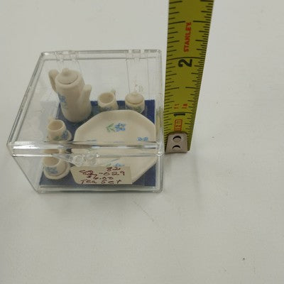 10-Piece Miniature Tea Set White Blue Floral Just For You 2" Decorative