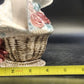 Ceramic Dove Teapot Vase Roses Woven Basket Heart NO LID 9.25" Taiwan Vintage