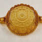 Amberina Cut Glass Nappy Bowl Hobstar Pattern 2 Handles Sawtooth Edge 8.75"
