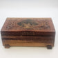 Jewelry Trinket Box 11" Carved Cedar Natural Wood Cottage Scene Footed Vintage