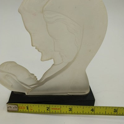 Lucite Jesus Mary Joseph Figurine 5" on Black Base Vtg Mid-Century