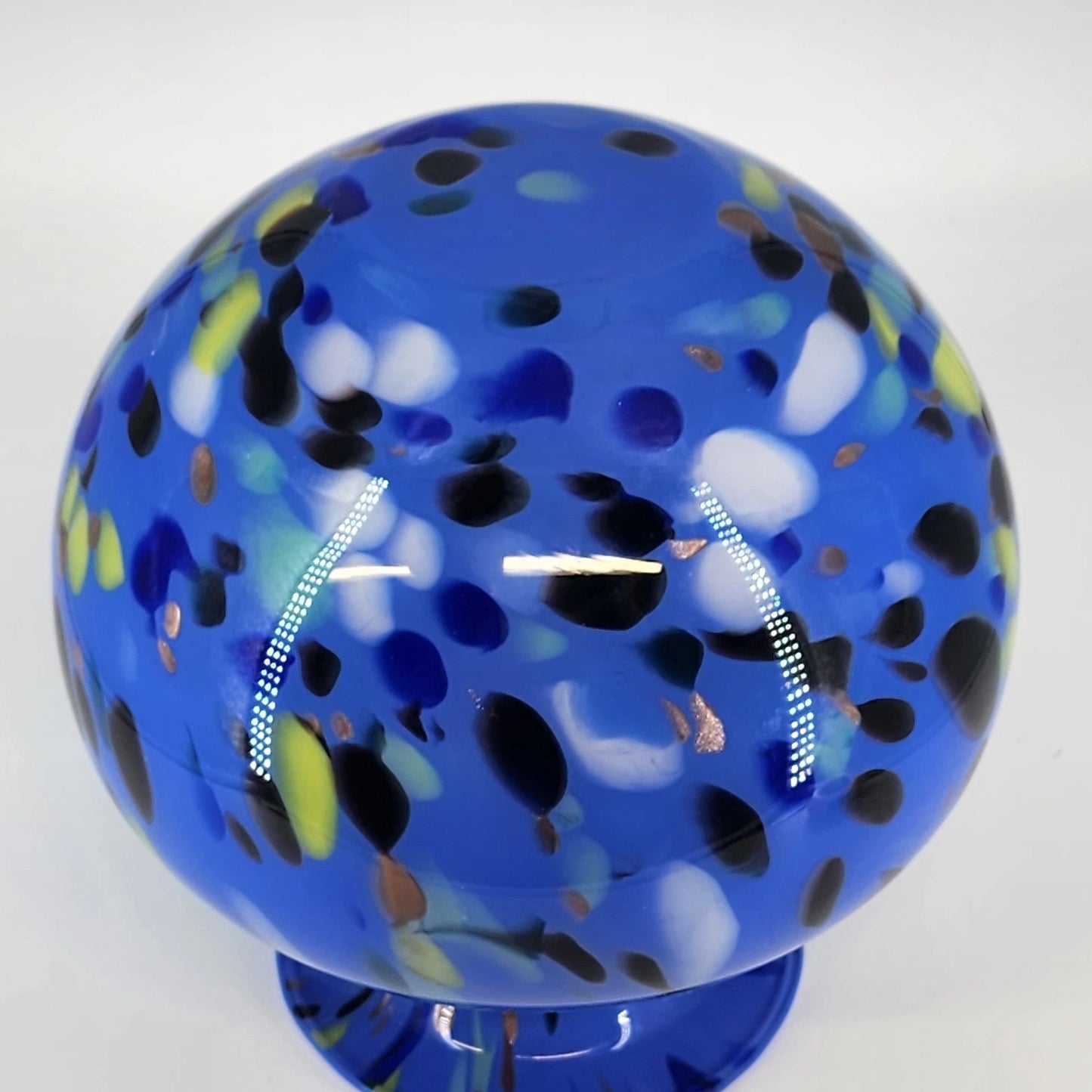 Vetrai Italian Glass Vase Blue Stretch Confetti Hand Blown Centerpiece