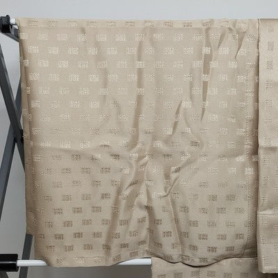 One Pair Khaki Beige Cafe Curtains w Valance Rectangle Geometric Pattern 27"x20"