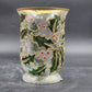 Celebrations Holly Tealight Candle Holder Clear 6" Hand Painted Hurricane Style