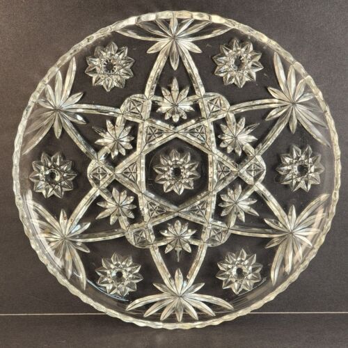 Anchor Hocking Star of David Pattern Clear Glass Large Platter Serving Tray 13½"