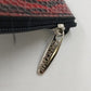 Lancome Black w Red Trim Croc Detail Cosmetic Bag Purse 9" x 4.5" Zipper Closure