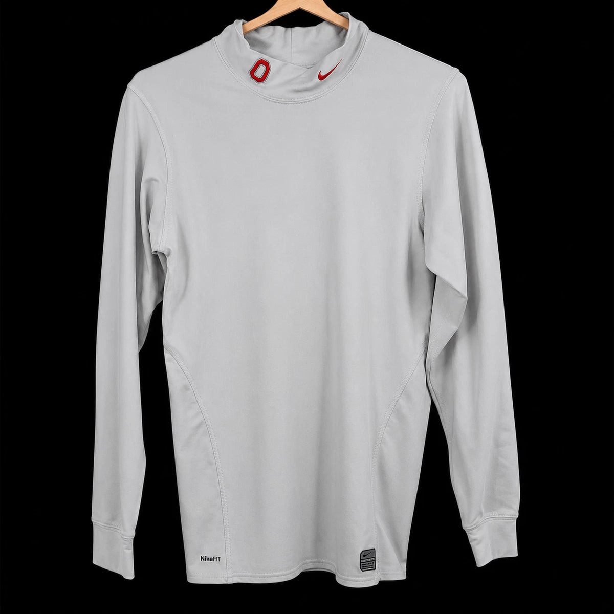 Nike Pro OSU Buckeyes Compression Shirt White Men's M Mock Neck Long Sleeve