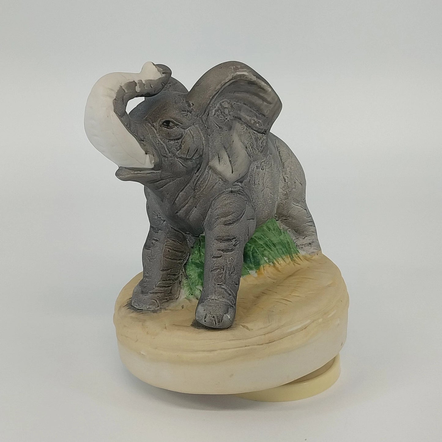 Prince Albert Products Elephant Music Box Born Free Gray Ceramic Figurine Vtg