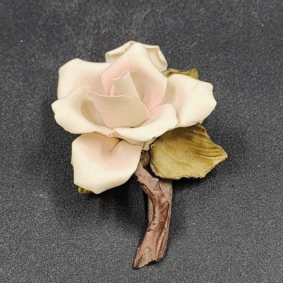 Napoleon Capodimonte Porcelain Rose Blush Pink Flower Figurine Italy Collectible