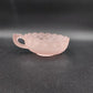 Imperial Glass Pink Frosted Satin Pansy Dish Handle Candy Trinket Bowl Chipped