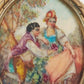 Limoges Courting Couple Romantic Theme Oval Brooch Pin Gold Plate Porcelain