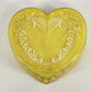 Degenhart Slag Glass Heart Trinket Dresser Box Yellow Mustard Caramel Swirl 3.5"