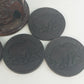 Hand Carved Wood Elephant Coaster Storage & Lid Set African Safari Barware Vtg