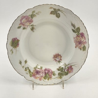Rosenthal RC Monbijou Rim Soup Bowl Pink Roses Gold Trim Bavaria China