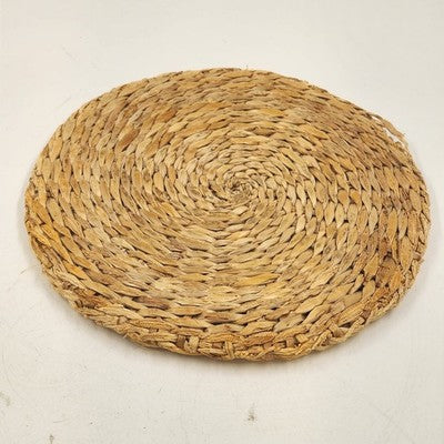 Set 2 Vintage Raffia Woven Round Trivets 8" Boho Kitchen Hot Pads Rustic Decor