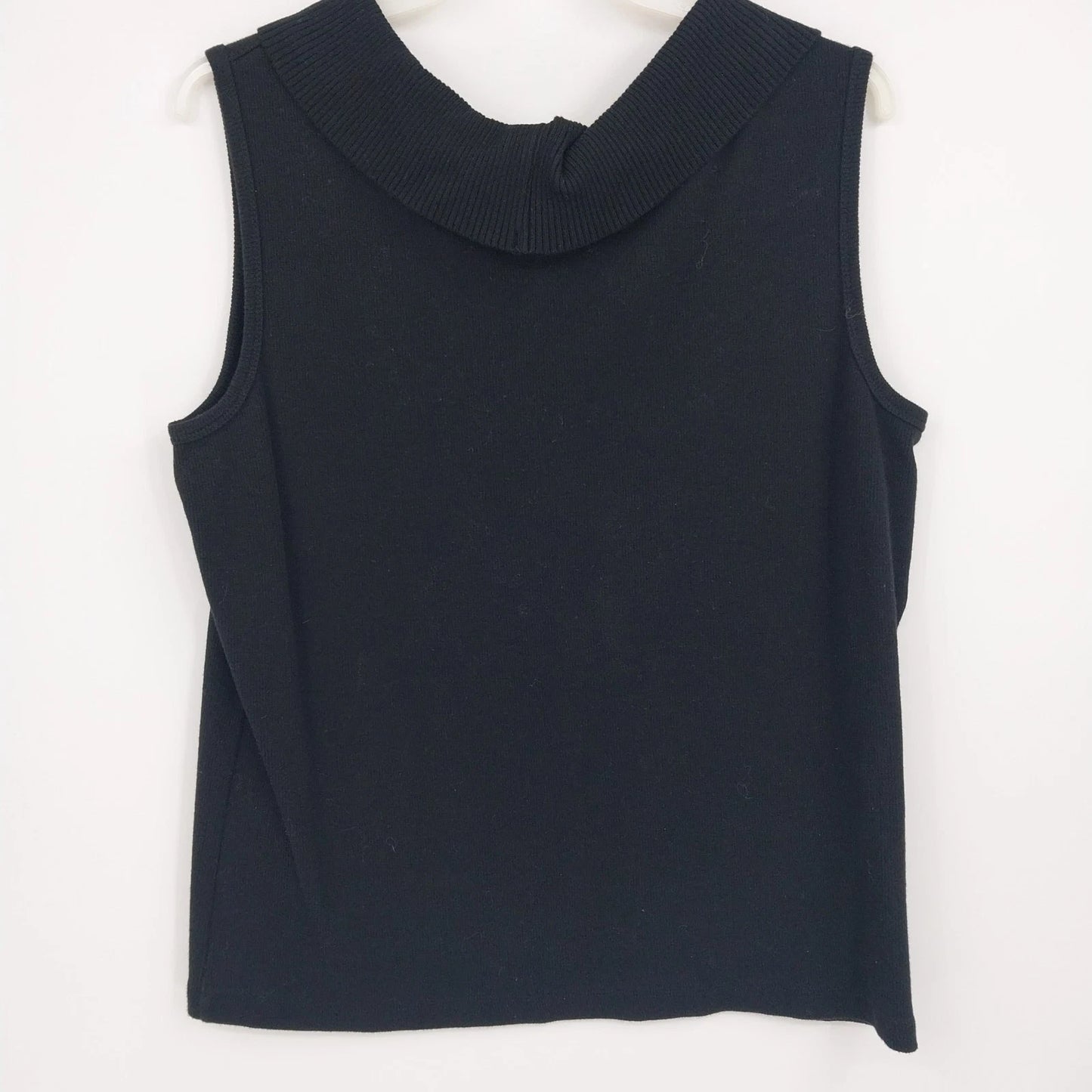 Rafaella Black Mock Neck Sleeveless Knit Top Womens Large Cotton Blend Vietnam