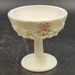 Westmoreland Milk Glass Covered Candy Dish Roses & Bows Paneled Grape 7”