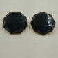 Gold Tone with Faceted Blacks Faceted Bead Octangle Clip On Earrings Jewelry