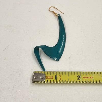 3 Pair of Pierced Earrings Teal Yellow & Gray/White Geometric Shape Drop Pendant