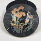 Japan Ceramic Trinket Pot Box 6" Black Gold Gilt Bird & Flowers Ring Box
