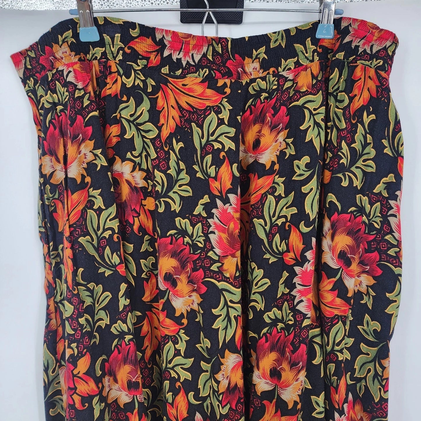 Studio C Floral Top and Skirt Set 24W Black Orange Rayon Outfit