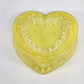 Degenhart Slag Glass Heart Trinket Dresser Box Yellow Mustard Caramel Swirl 3.5"