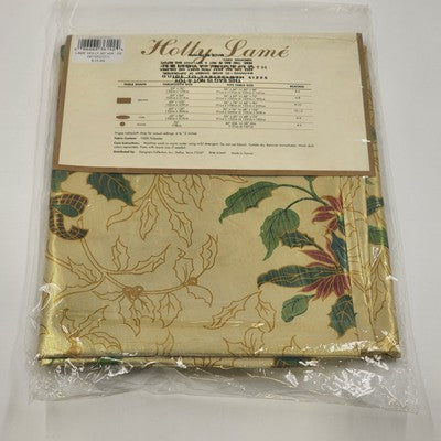 Holly Lame' Holiday Oval Tablecloth Floral 100% Polyester RN65449 60"x84" Taiwan