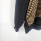 Cape Cod Sportswear Houndstooth Polo Sweater Navy Brown Gold Buttons Collared