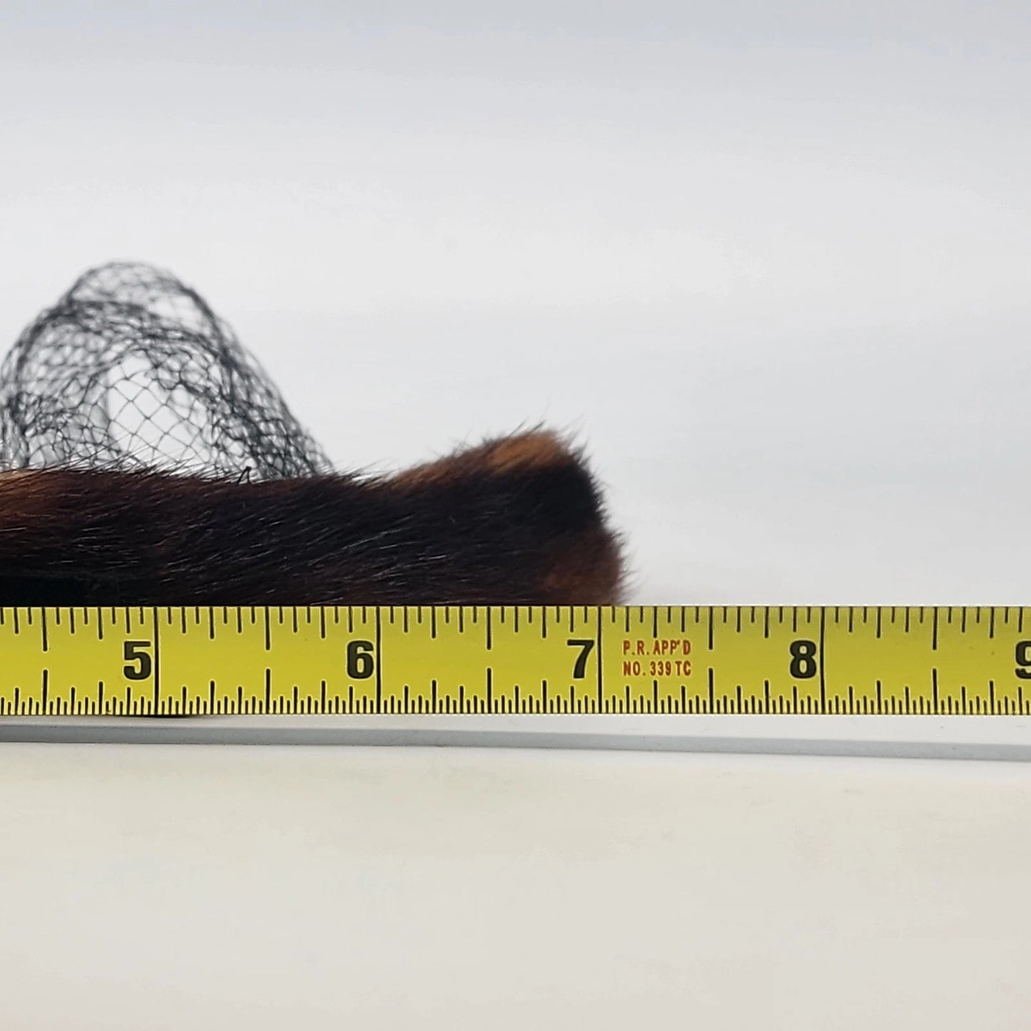 Mink Fur Pillbox Fascinator Net Veil Brown MCM Head Band Head Piece Vintage