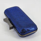 Blue Sparkle Bow Hard Shell Clutch Crossbody Purse Gunmetal Chain Strap 7"