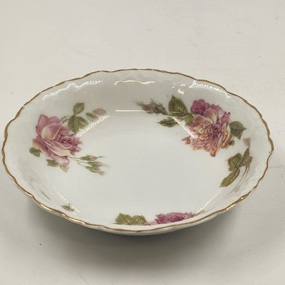 Rosenthal RC Monbijou Fruit Bowl Bavaria Pink Roses Gold Scalloped Edge