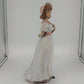 Holland Mold Lady Figurine White Pink Dress Hand Painted Ceramic 17" Vintage