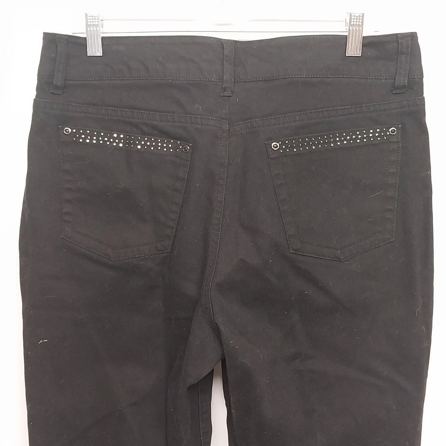 Zena Womens Black Straight Leg Jeans Size 14 Studded Pocket Stretch Cotton Blend