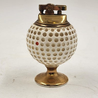 Swank Golf Ball Table Lighter Japan 1960s Ceramic 4" Needs Fluid & Flint Vintage