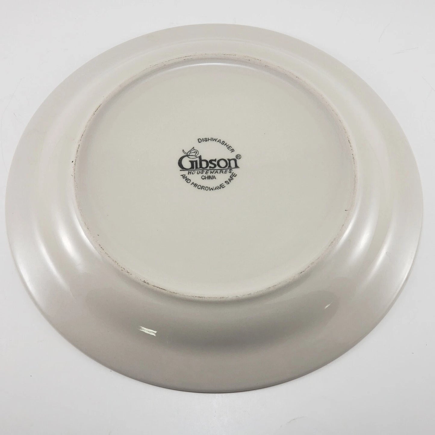 3 Gibson Welcome Home Dinner Plates 10.25" Stoneware Fruit Basket Green Rim