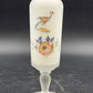 Norleans Vase 10" Hand Painted Bird & Floral Frosted Satin Art Glass w Gold Trim