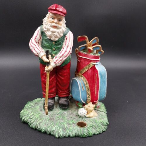 St Nicholas Square Resin Golfing Santa Claus and Gopher Vintage Rare 8.5" Tall