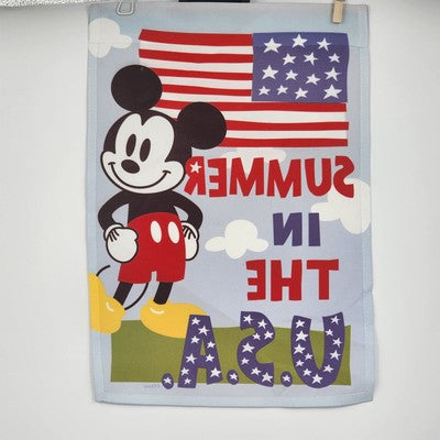 Disney Mickey Mouse "Summer in the USA" Garden Flag Banner Celebrate 90 Yrs 18"