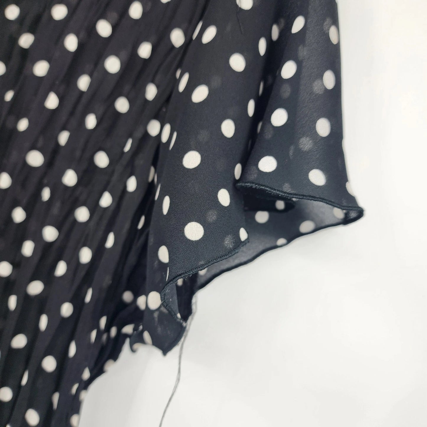 Style & Co Tunic Top Women 14 Black White Polka Dot Long Sleeve Blouse Polyester