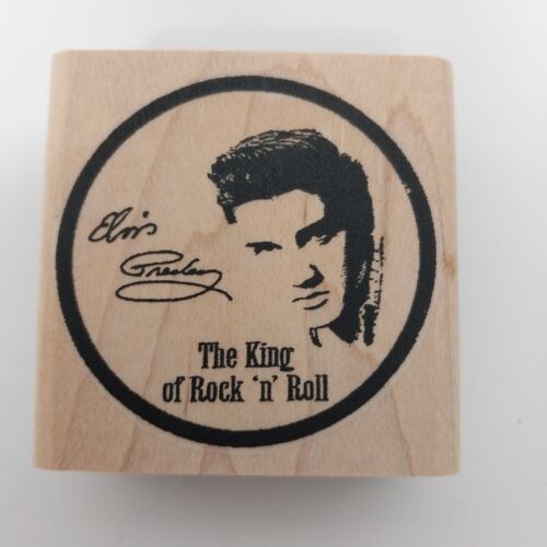 Elvis Presley THE KING OF ROCK N ROLL Wood Mounted Rubber Stamp 2.25" x 2.2"