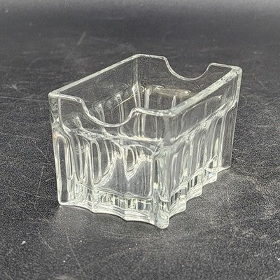Libbey Sweetener Sugar Packet Holder Ribbed Glass Vintage Clear Caddy 3.5"x2.75"