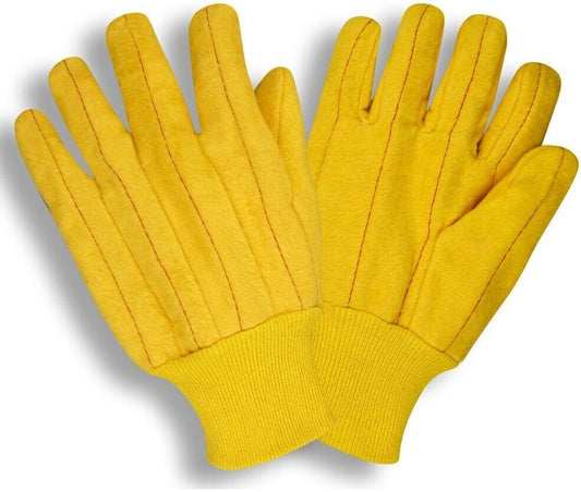 3 Pair Yellow Chore Work Gloves Men's Large Knit Wrist Nap Out Clute Cut
