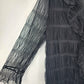 Massini Women's Black Lace Blouse Medium Sheer V Neck Top