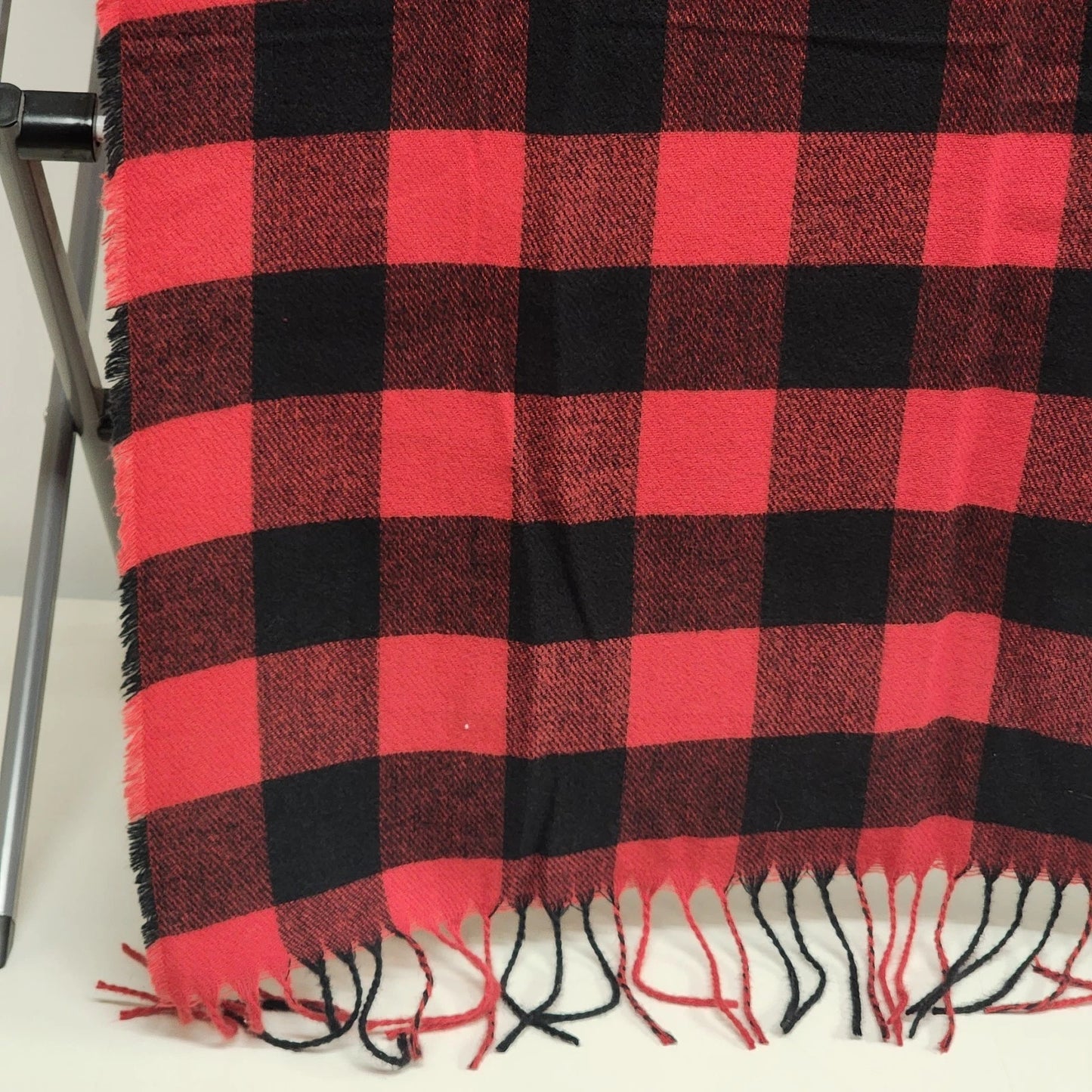 Oversized Tartan Scarf Shawl Red Black Plaid Large Buffalo Check Wrap 78"x27"