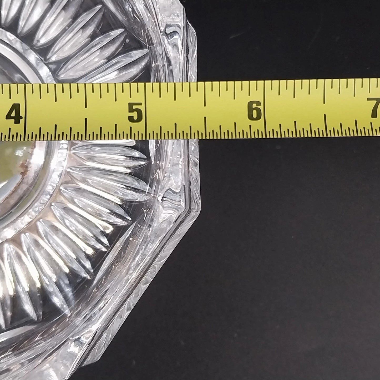 Heavy Glass Thumbprint Candy Dish Compote w Lid Silver Metal Base 7" Vintage