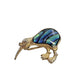 New Zealand Paua Abalone Shell Kiwi Bird Brooch Pin Gold Tone 1" Vintage Jewelry