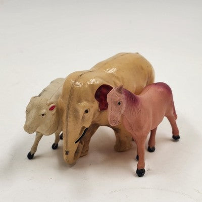 Lot of 7 Plastic Celluloid Blow Mold Animals Toy Figurines Vintage Japan 1950's