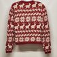 Croft & Barrow Cardigan Sweater Petite Medium Snow Flakes Reindeer Silk Angora