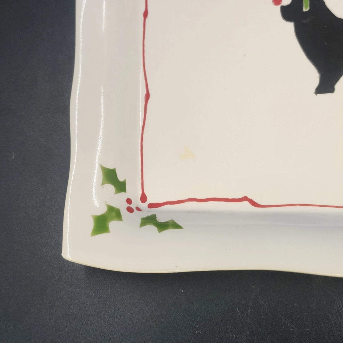 Prairie Dog Pottery Newfoundland Reindeer Sleigh Christmas Platter 14.5"