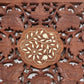 Hand Carved Wood Trivet 8" Square Gold Inlay Floral Leaves Design India Vintage